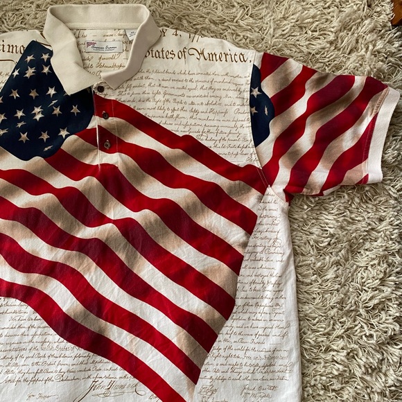 Flag Polo casual shirts, size XXL, 100% cotton, Mens Knit Patriotic Flag Shirt - Picture 8 of 12
